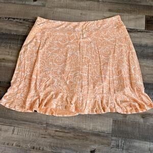 Fresh Produce Peach Floral Ruffle A-Line Short Skirt XL Jersey Spring Resort